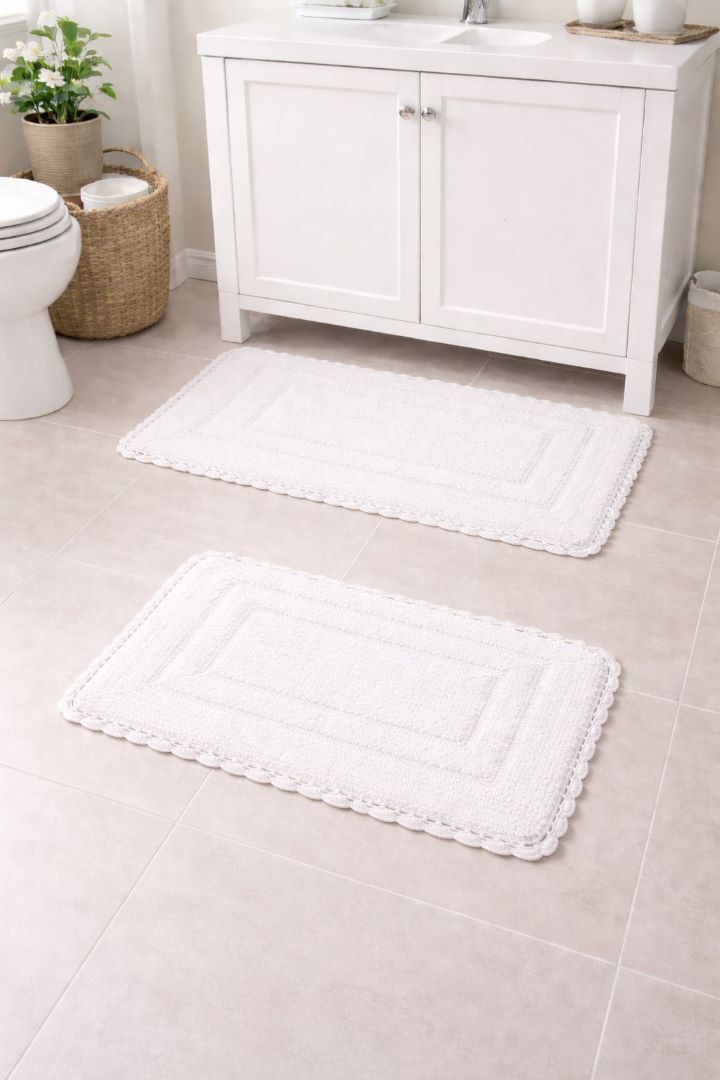 Adamo 2pc Cotton Bath Rug Set White