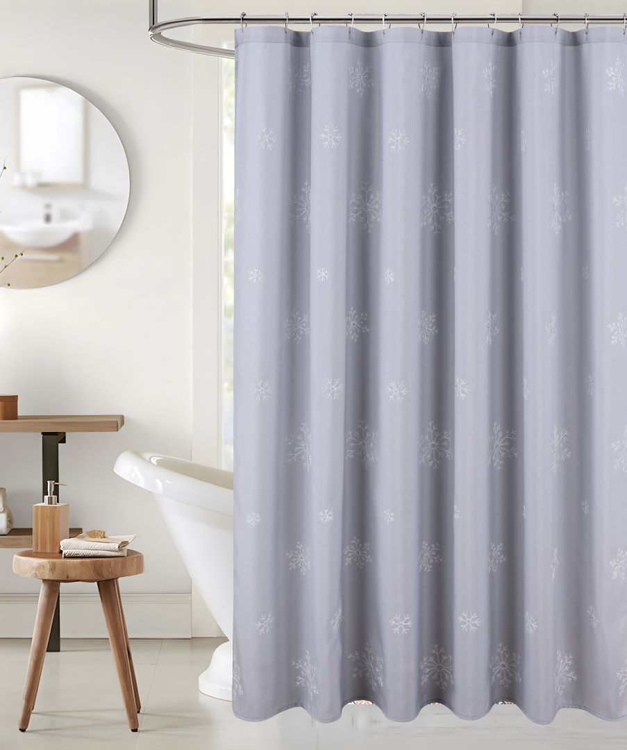 Holiday Snowflakes Emb Shower Curtain