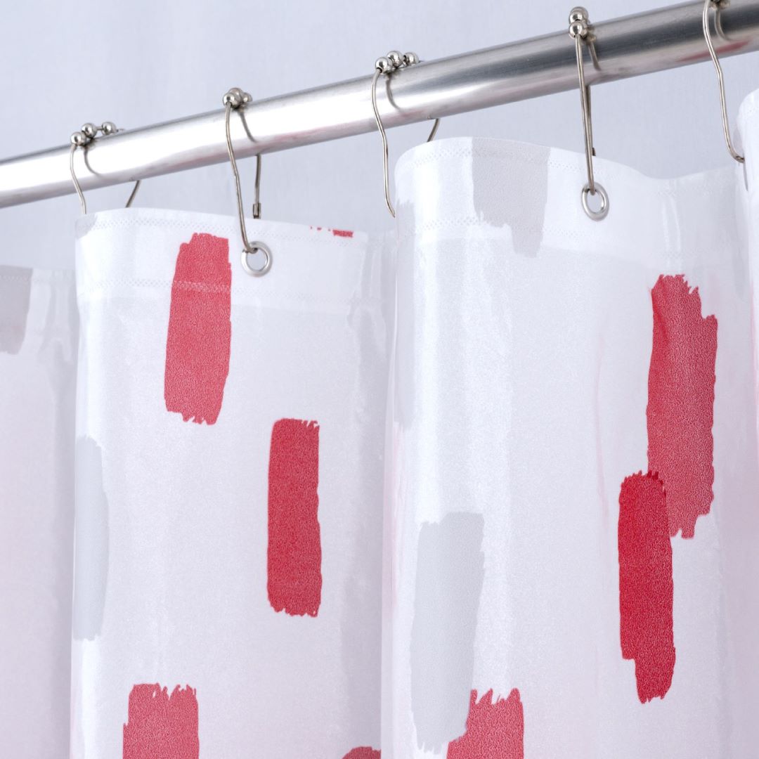 Peva Glit Brush Stroke Shower Curtain Red
