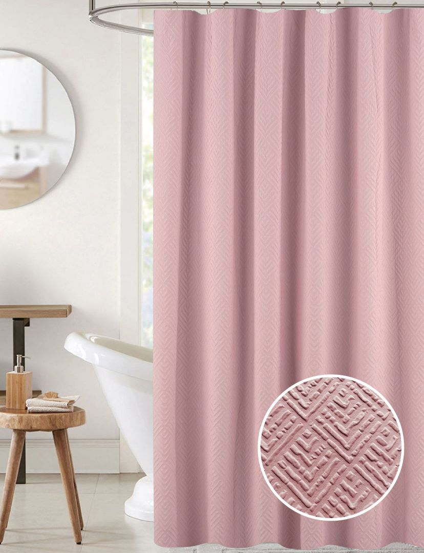 Maggie 3D Embossed Solid Shower Curtain Blush