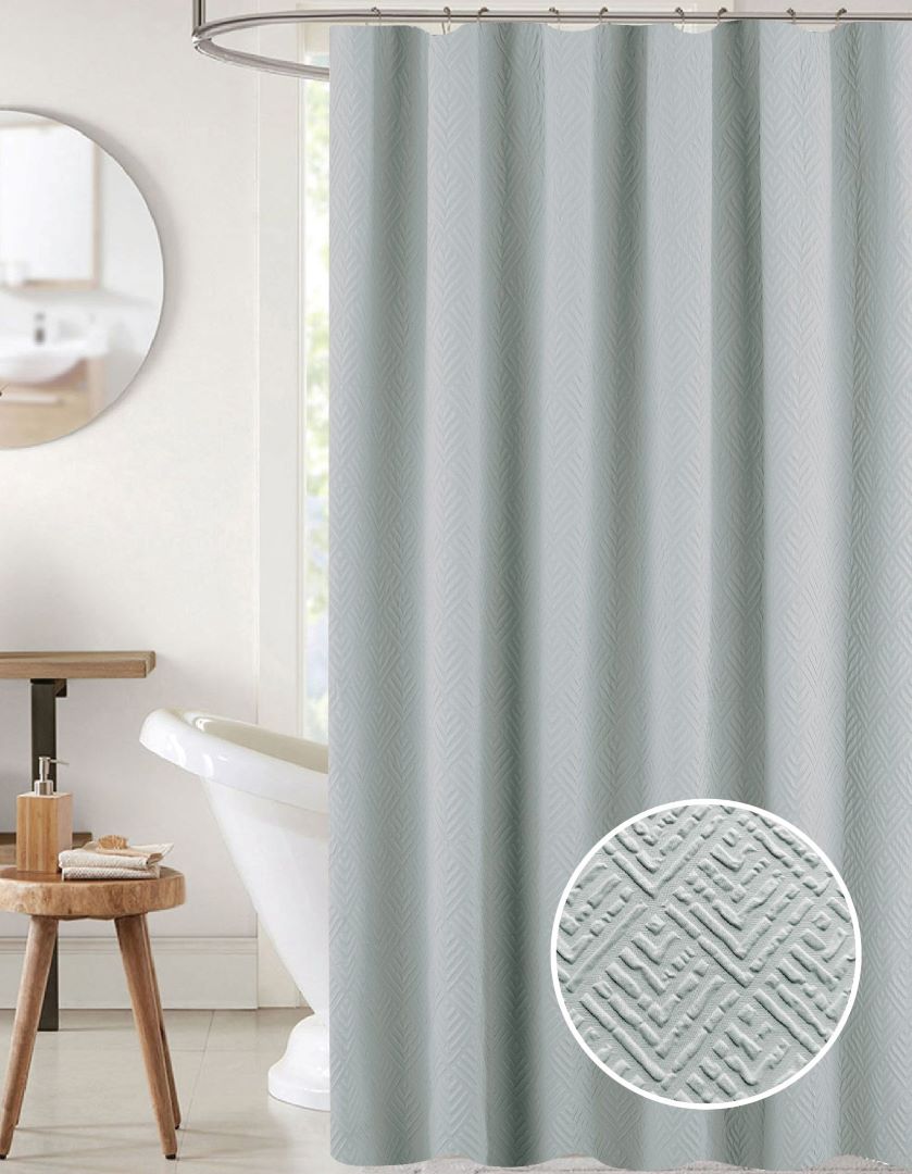 Maggie 3D Embossed Solid Shower Curtain Sage