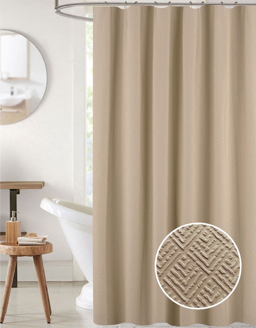 Maggie 3D Embossed Solid Shower Curtain Taupe