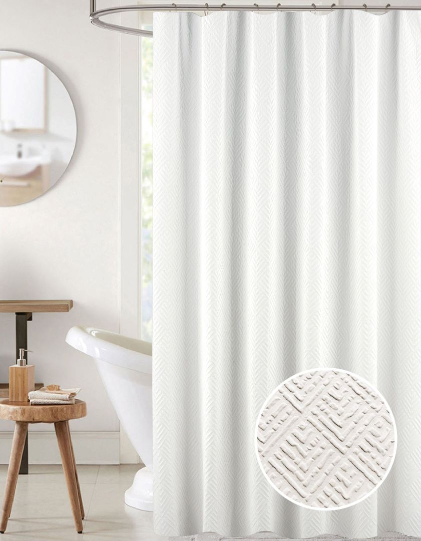 Maggie 3D Embossed Solid Shower Curtain White