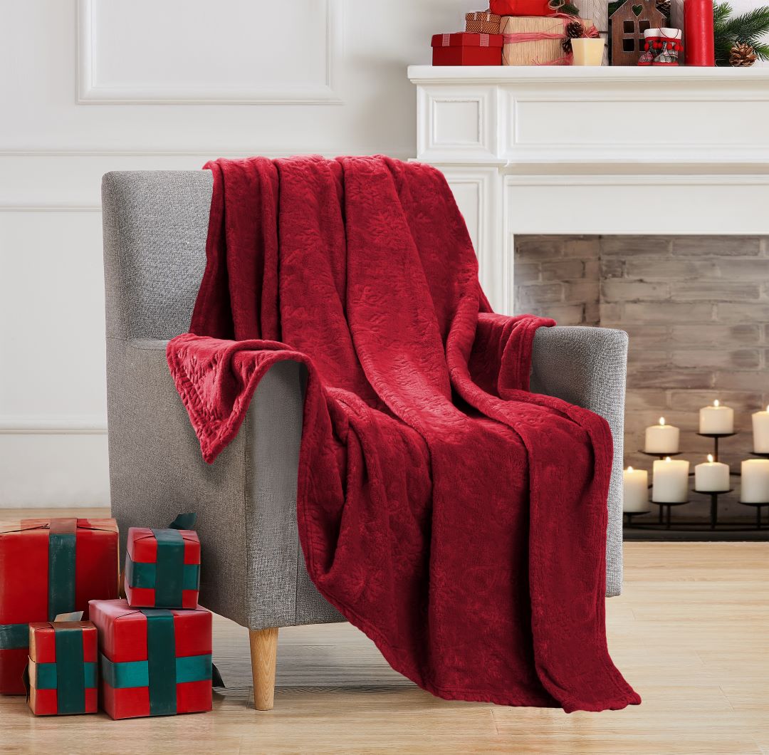 Let It Snow Emb Throw  50x70 Red