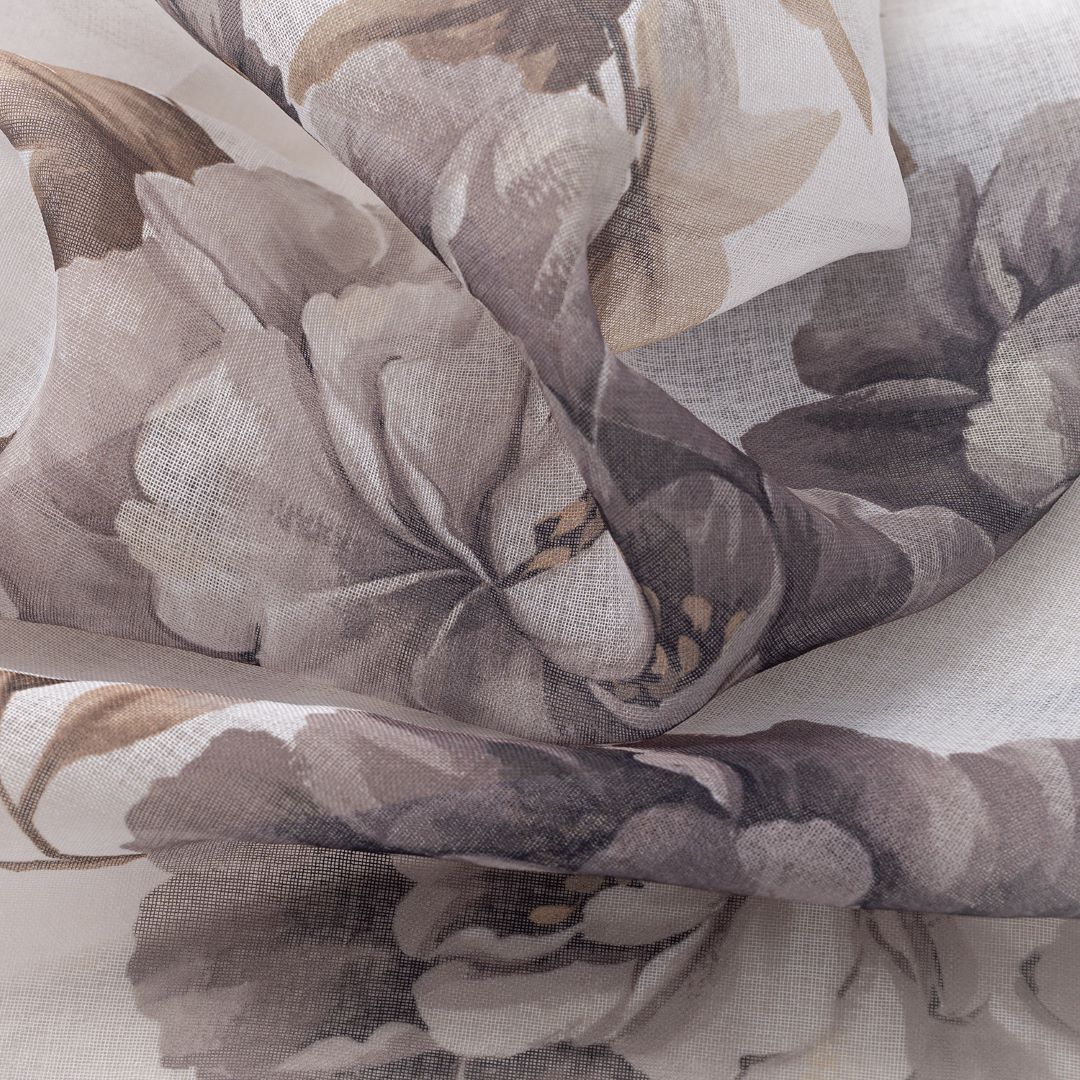 Ellie Printed Doily Kitchen Curtain Silver