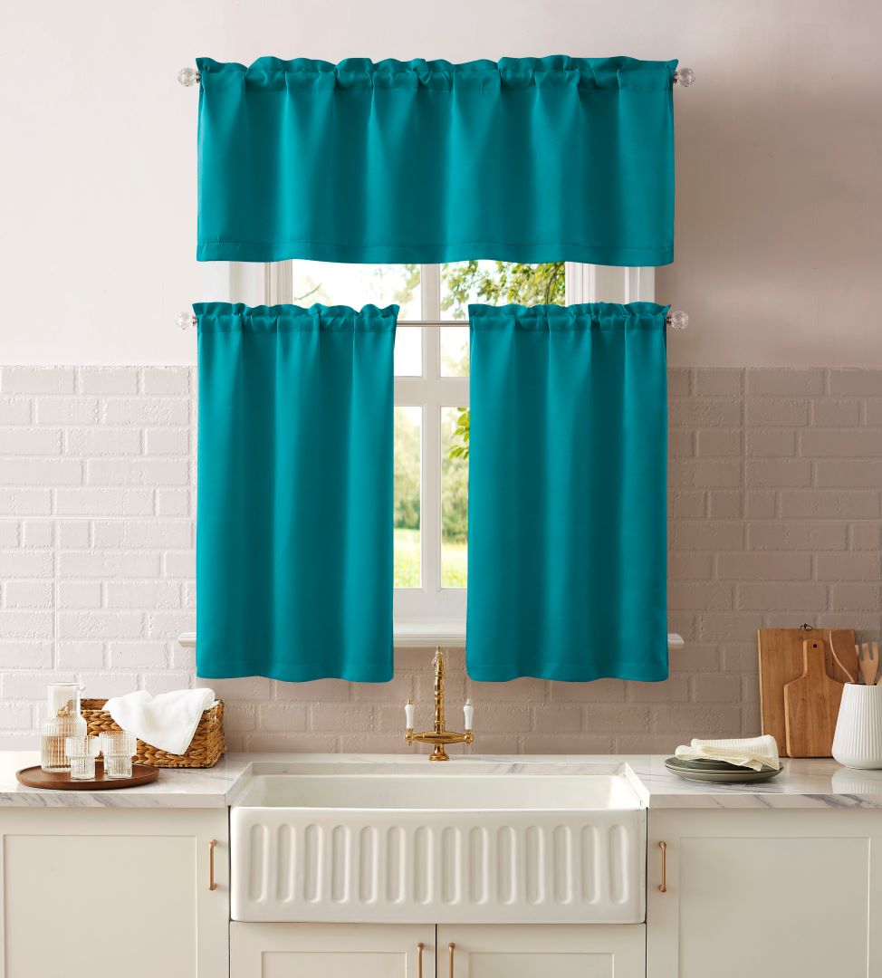 Anchorage Blackout Kitchen Curtain Turquoise