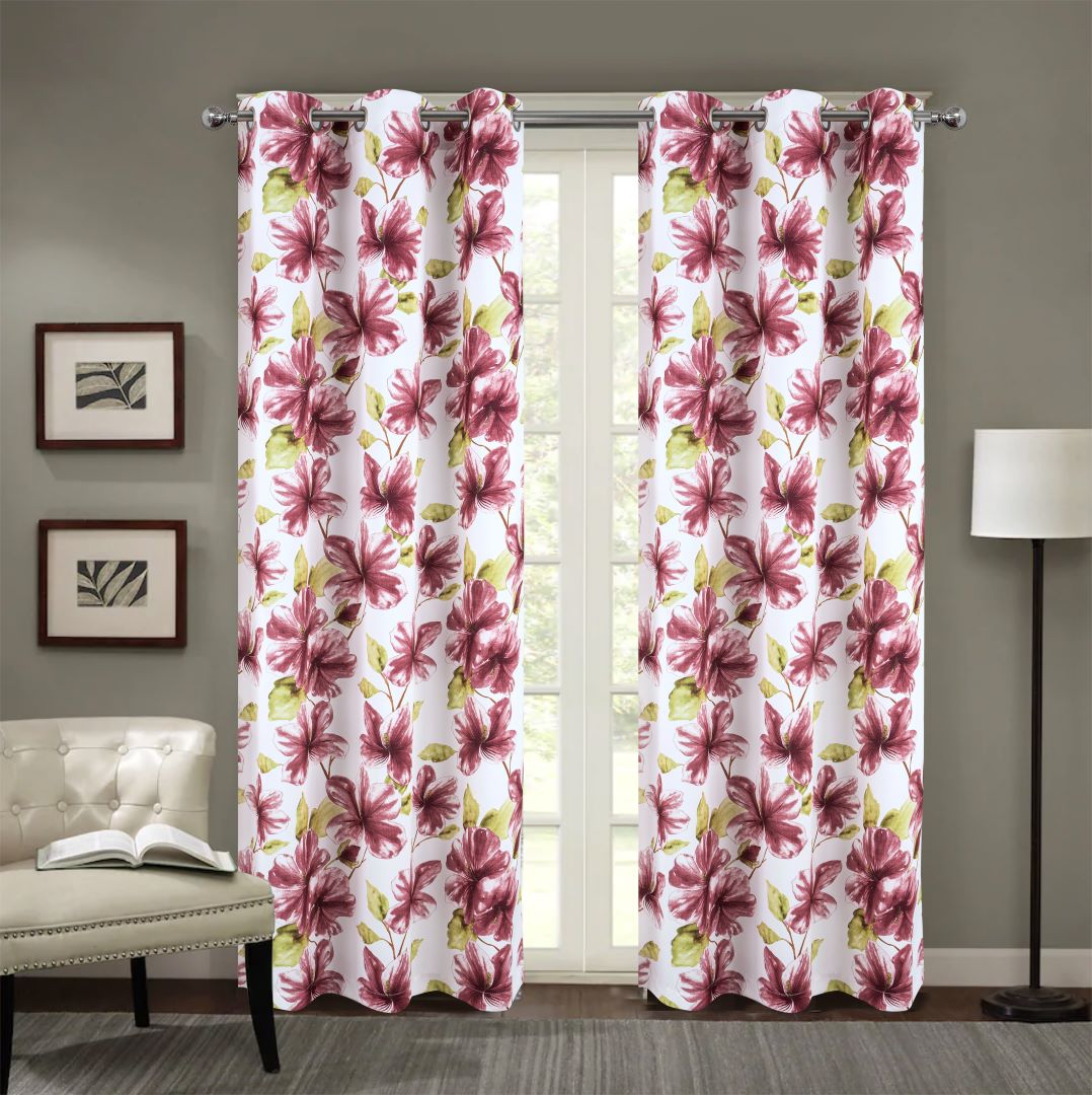 April Printed Blackout Grommet Panel 84" Burgundy