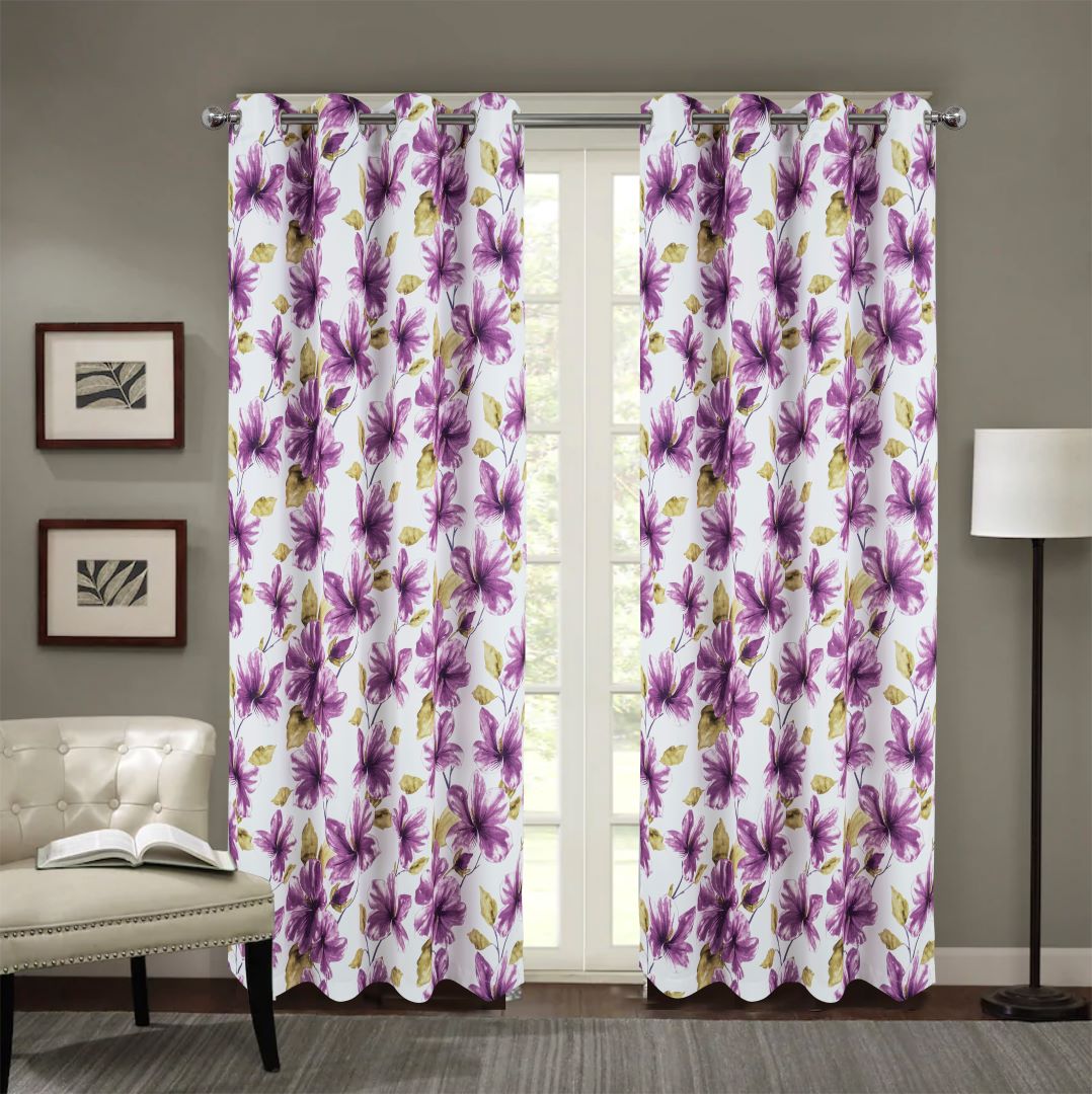 April Printed Blackout Grommet Panel 84" Lilac