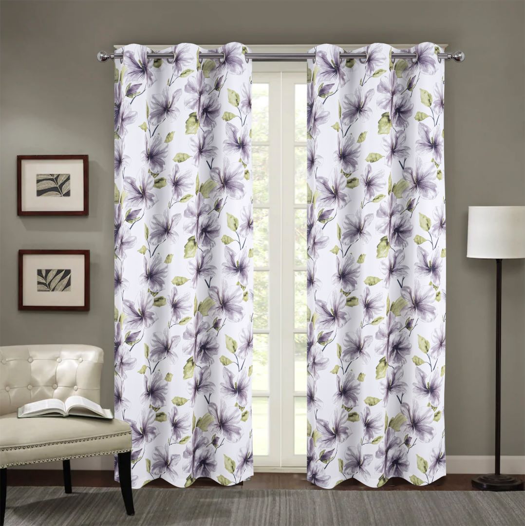 April Printed Blackout Grommet Panel 84" Silver