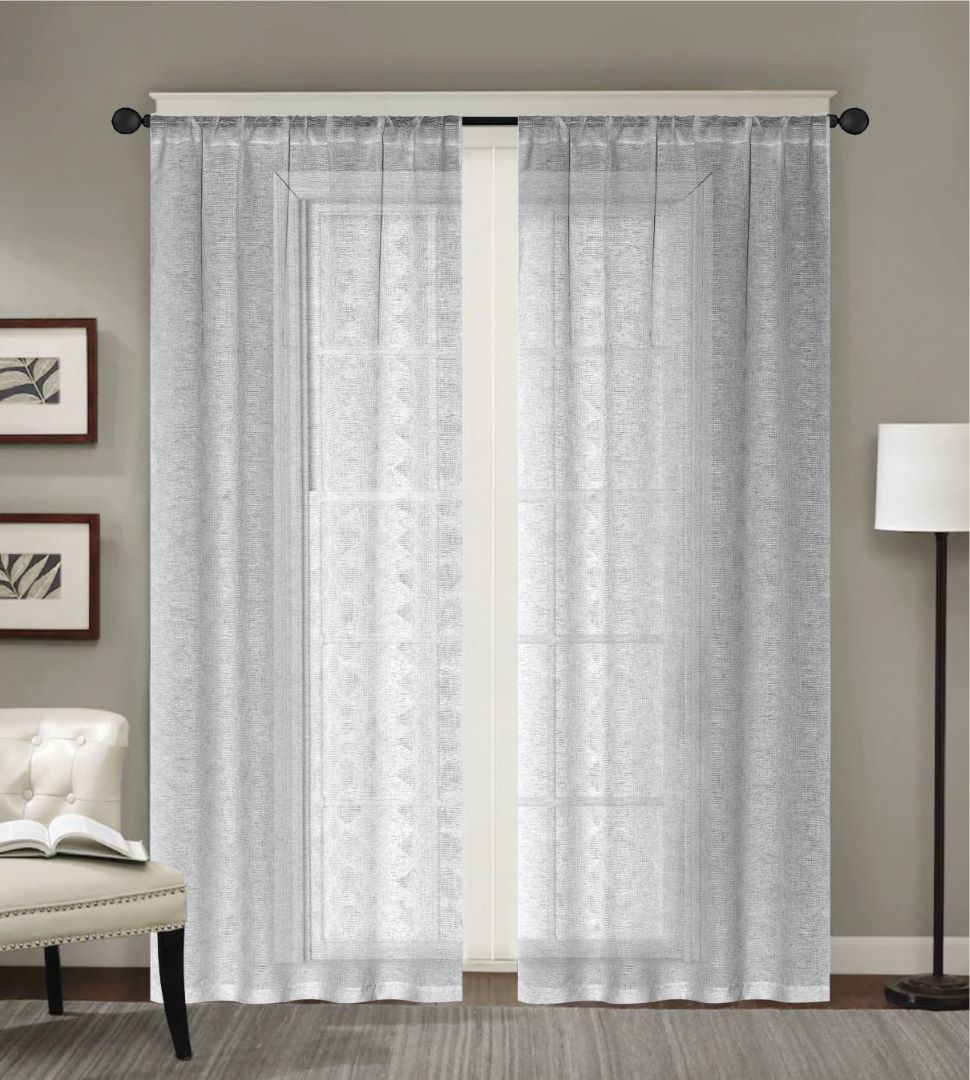 Laura Tex Sheer RP Panel Pair 37x84 Silver