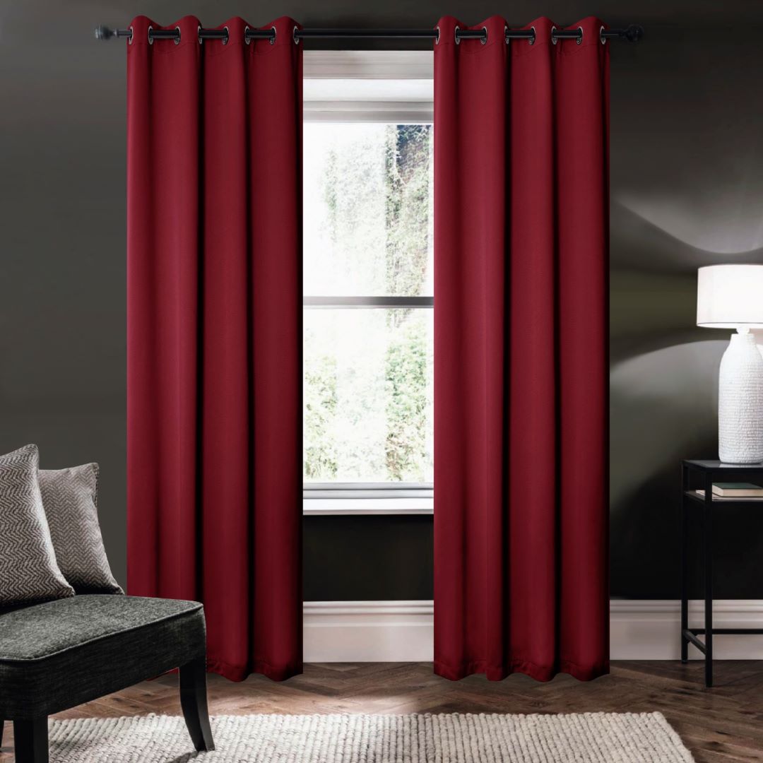 Riley 100% Blackout Grommet Panels 95" Burgundy