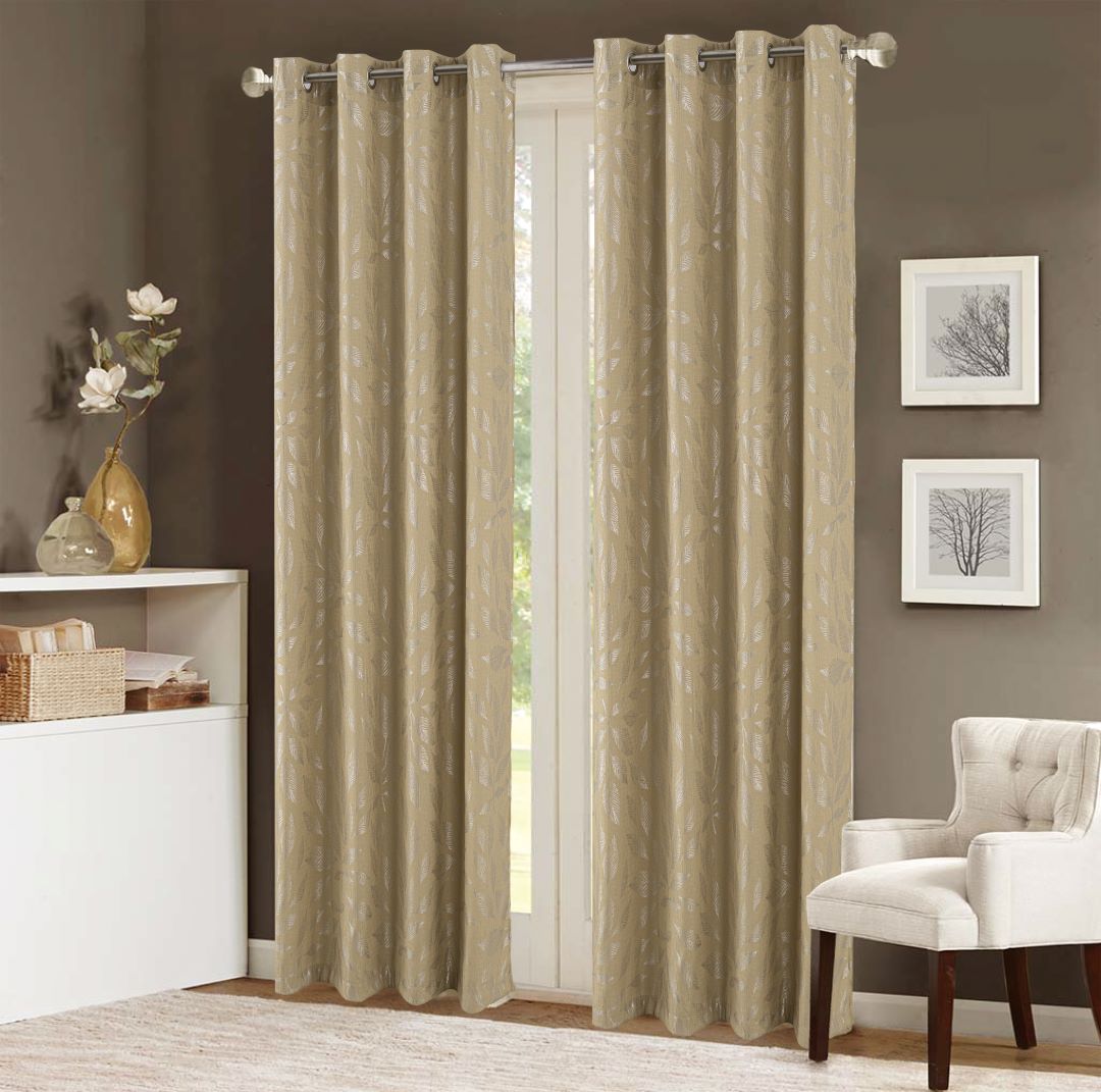 Bexley Foil Jacquard Grom Panel 84" Taupe