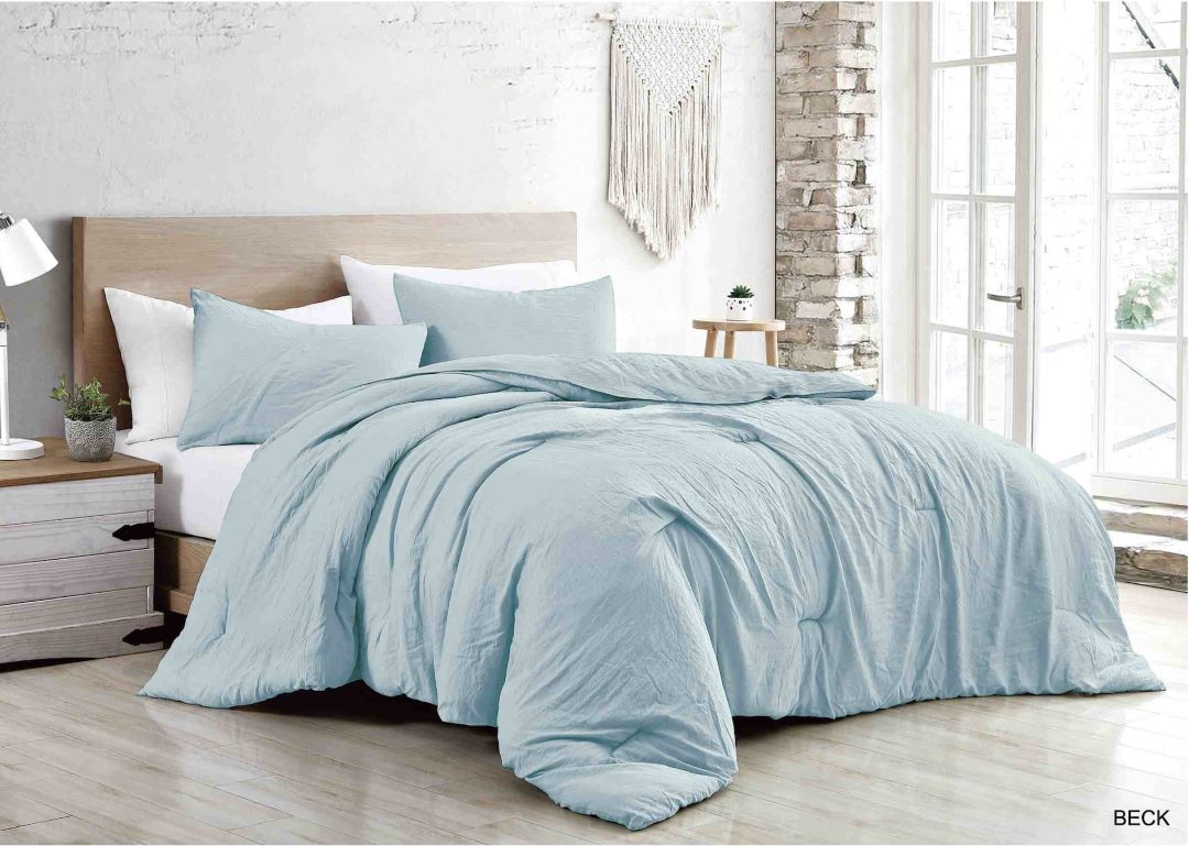 Beck 3pc Washed Solid Comforter Queen Wedgewood