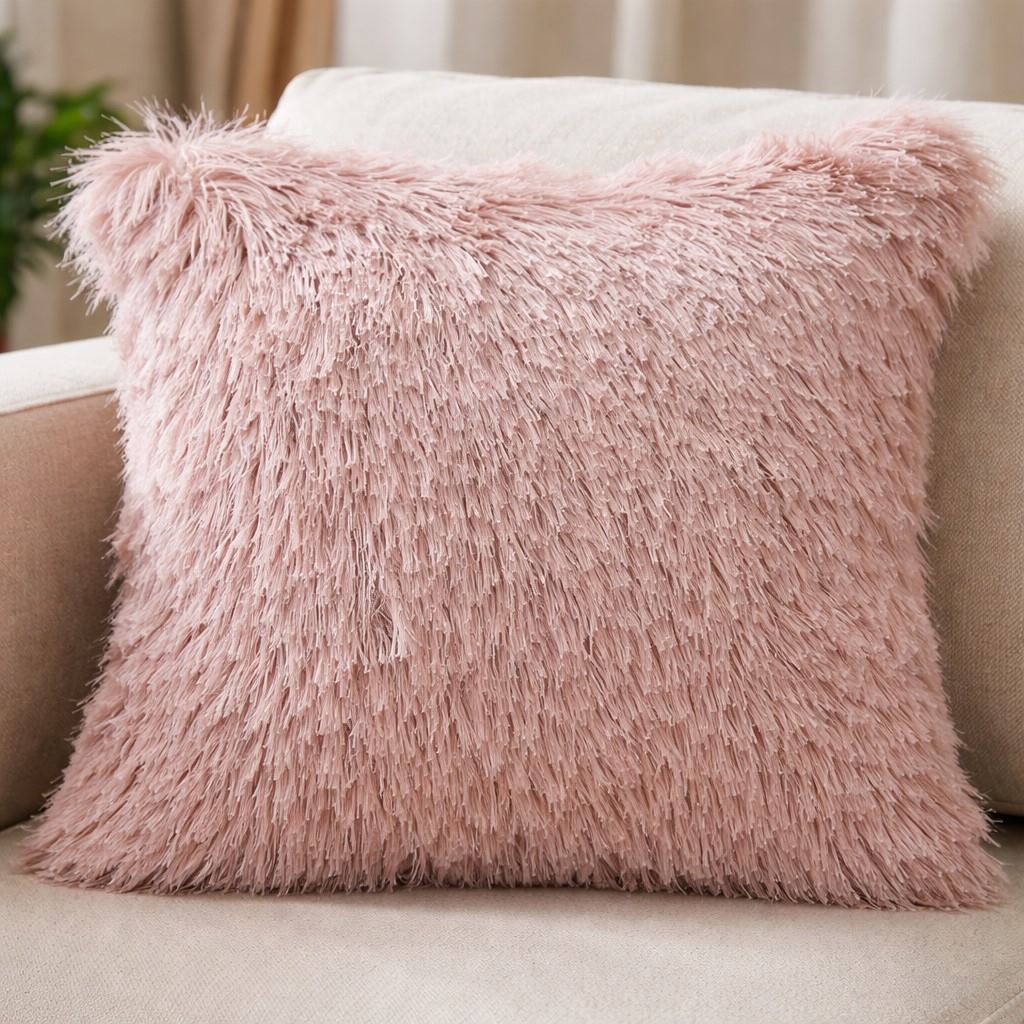 Alluree Shag Pillow 19" x 19" Blush