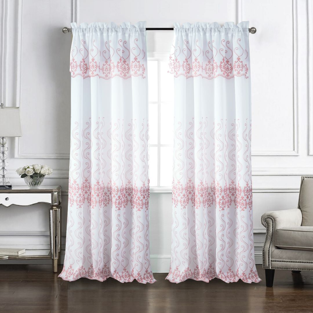 Bristol Embroidered  Panel 90" Blush