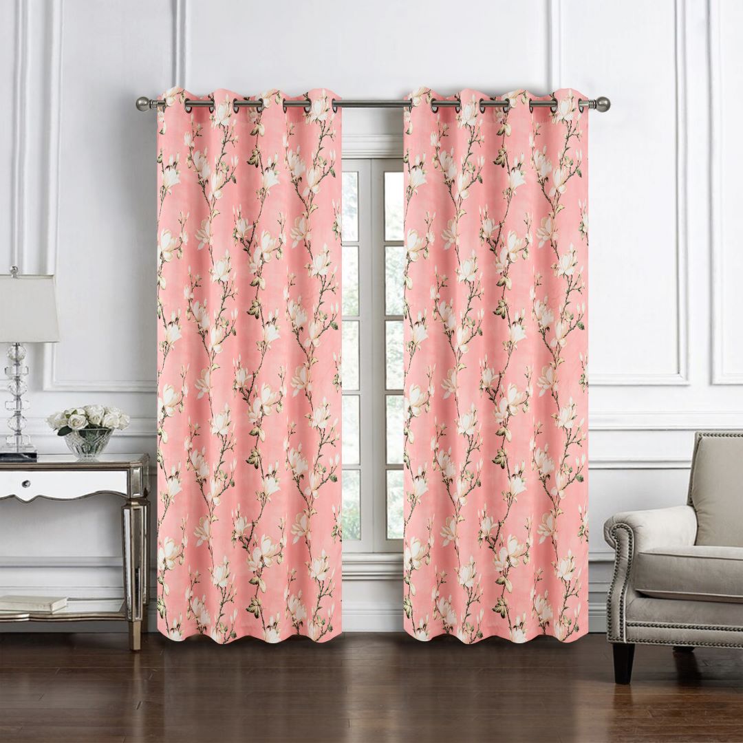 Blossom Printed Blackout Grommet Panel 84" Blush