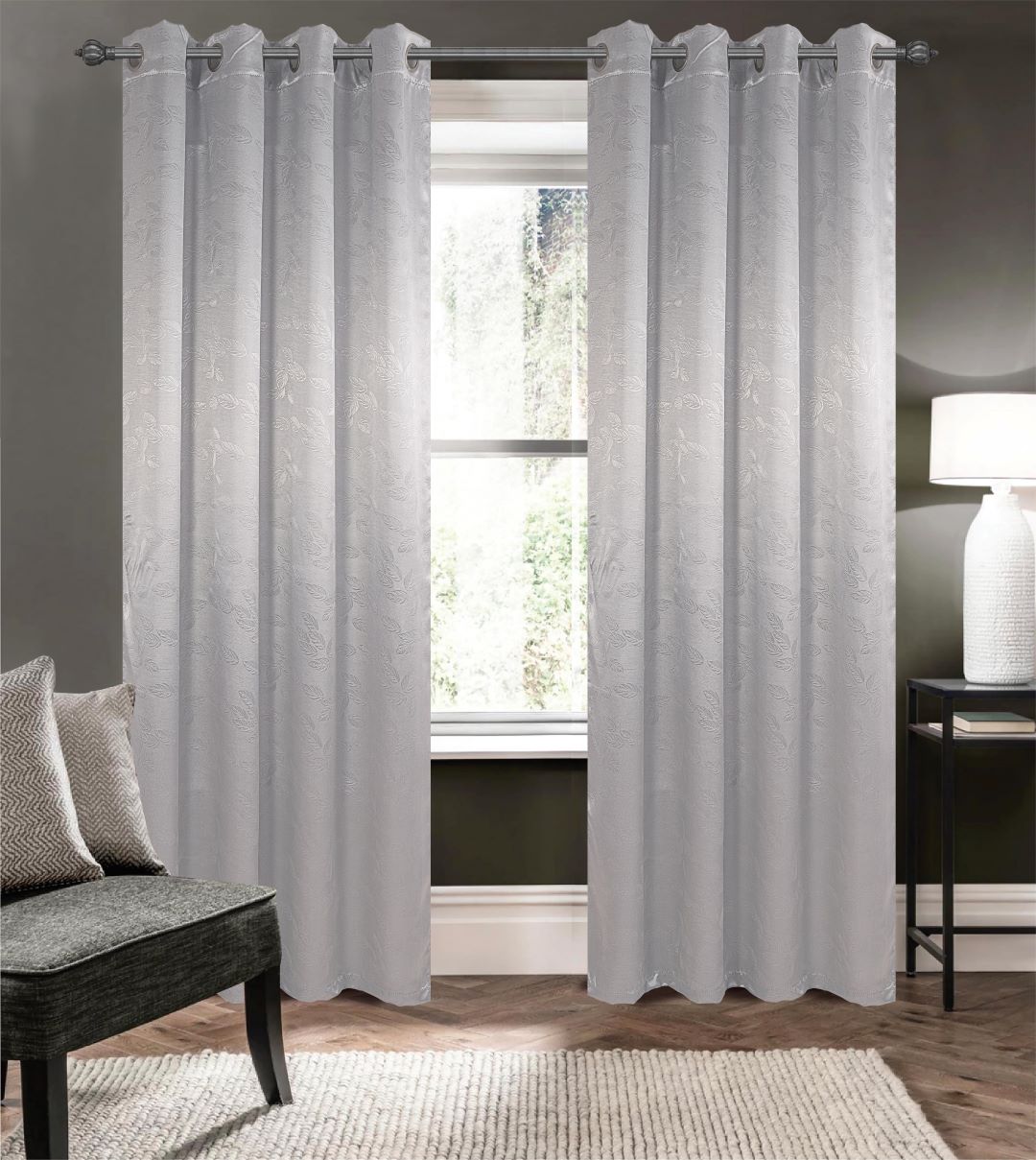 Arlo Embossed Blackout Grommet Panel 84" Silver