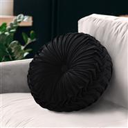 Gianny 18" Round Pleated Pillow Black