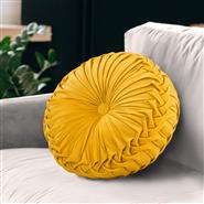 Gianny 18" Round Pleated Pillow Mustard