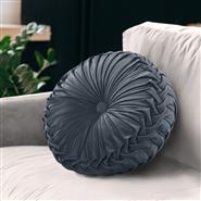 Gianny 18" Round Pleated Pillow Charcoal
