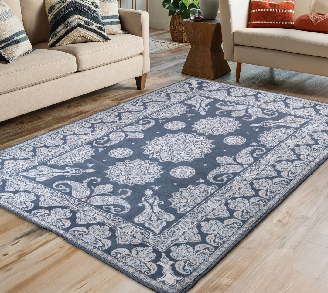 Fina Print Flannel Washable Rug 48"x66"