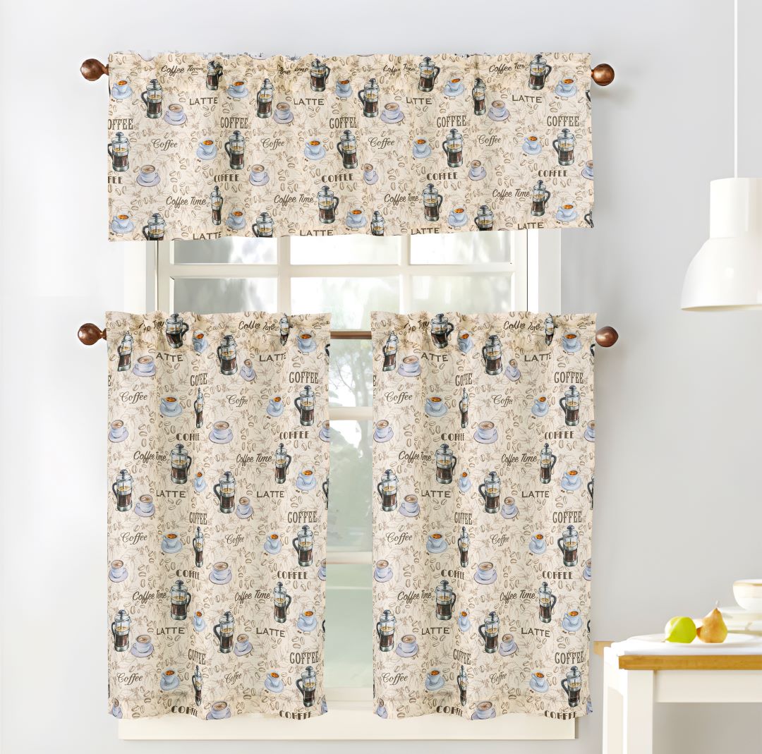Cucina Latte Printed Slub Kitchen Curtain