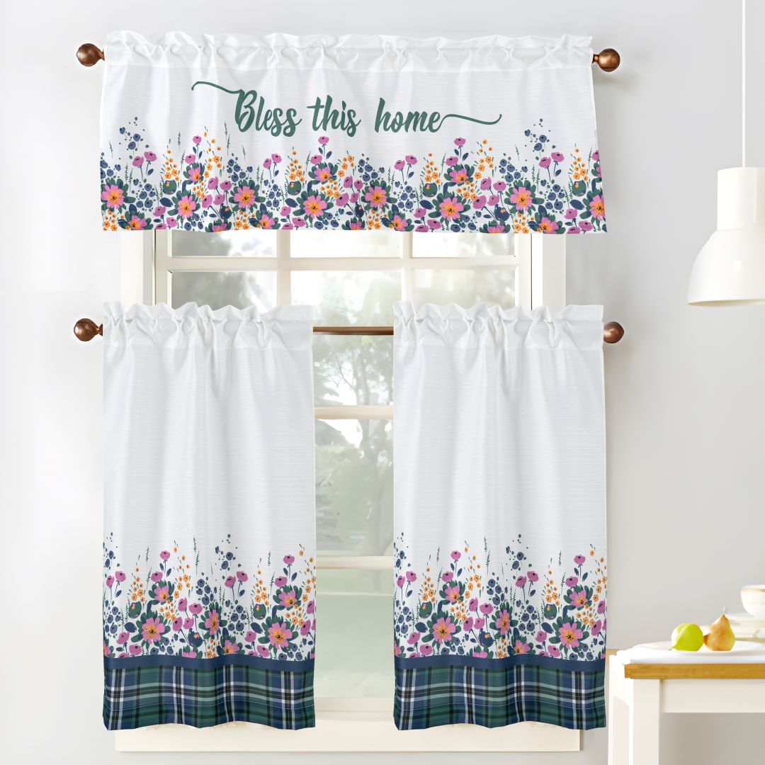 Cucina Love laugh Printed Slub Kitchen Curtain