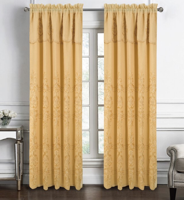 Jayla Embroidered Panel 90" Gold