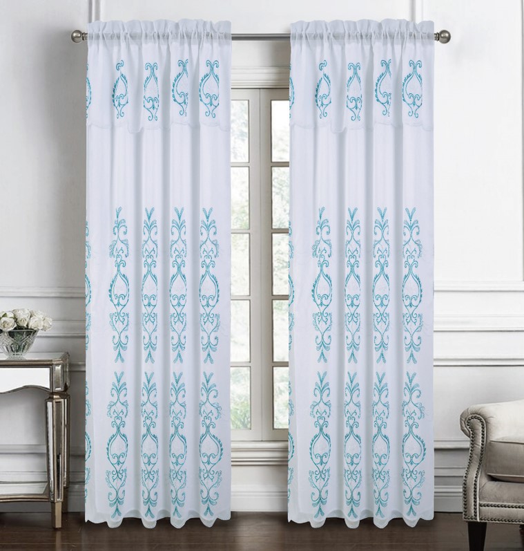 Jayla Embroidered Panel 90" Teal