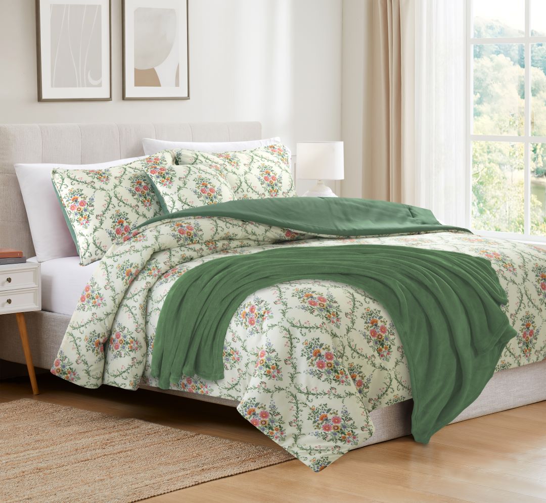 Gladice 5pc Print Comf W/Throw Q