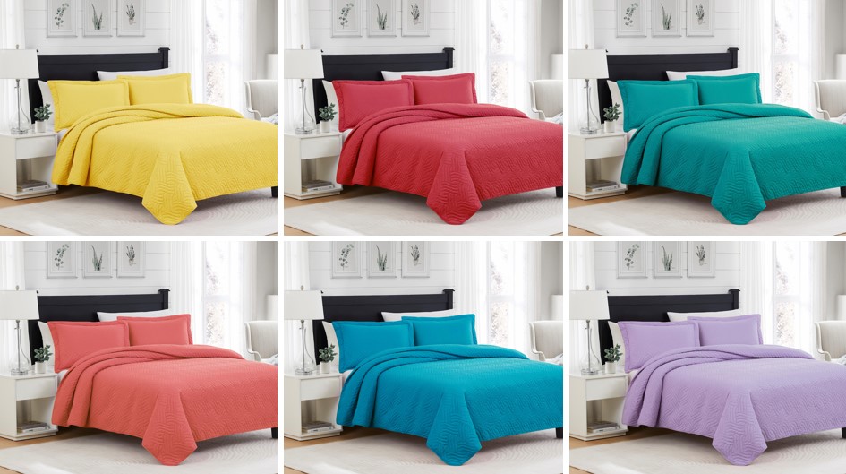 Ruby 3pc Pinsonic Quilt Queen Assorted