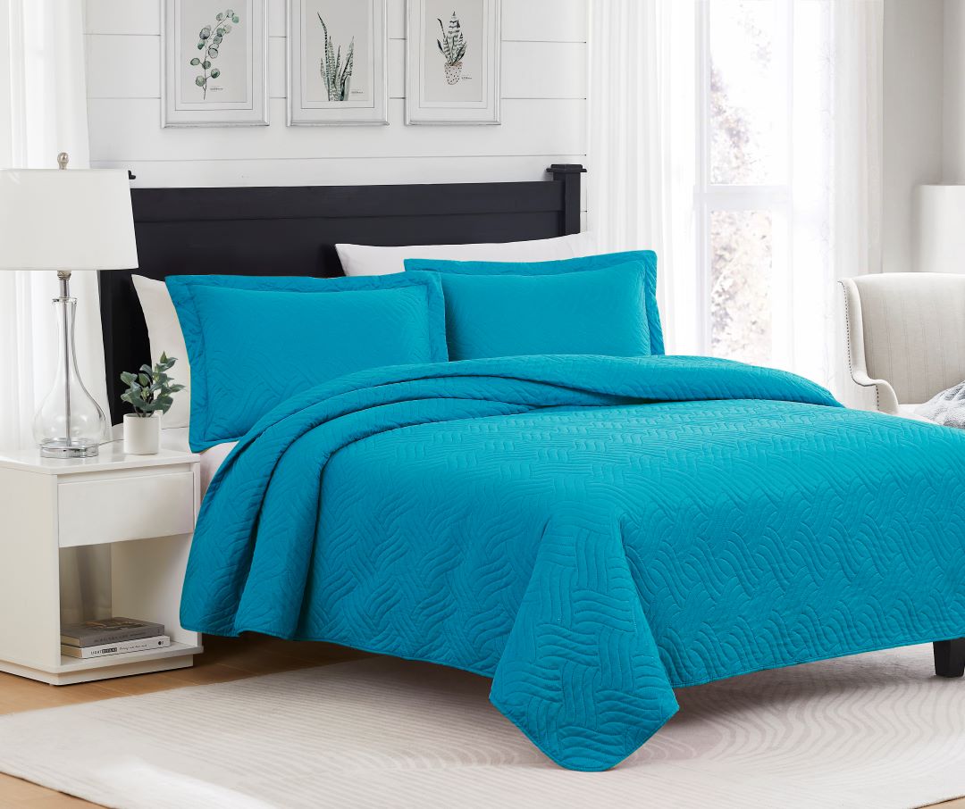Ruby 3pc Pinsonic Quilt Medium Blue Queen