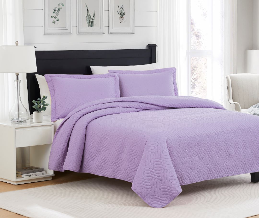 Ruby 3pc Pinsonic Quilt Lavender King