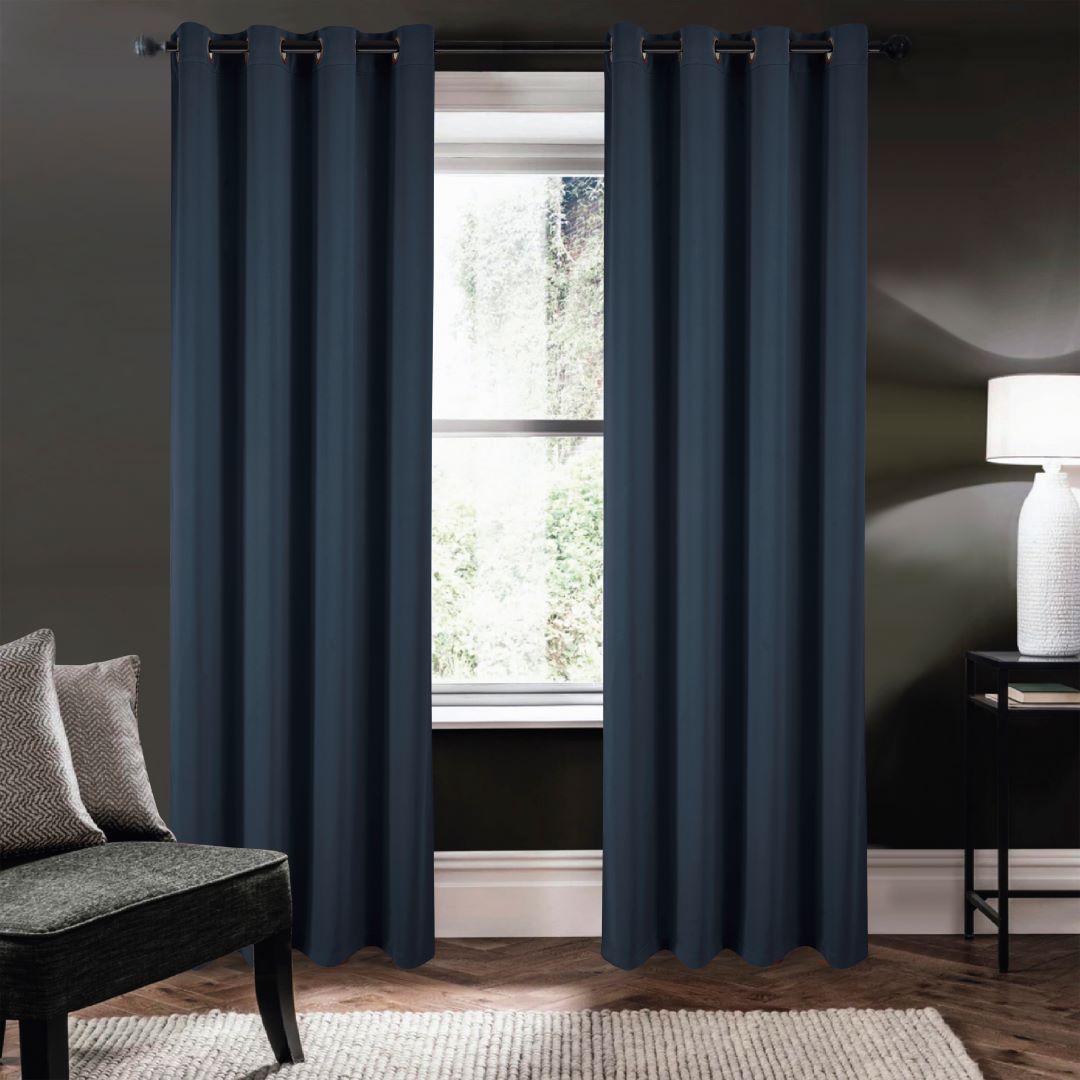 Riley 100% Blackout Grommet Panels 63" Navy Blue