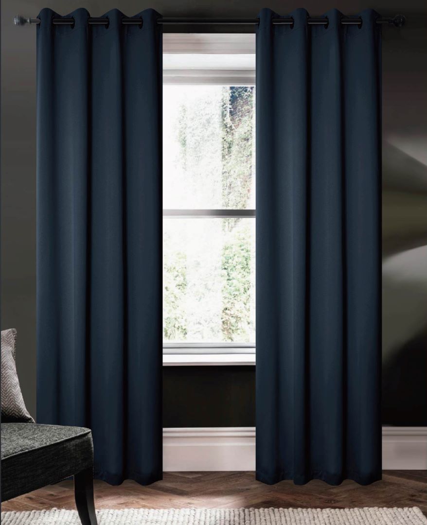 Riley 100% Blackout Grommet Panels 84" Navy Blue