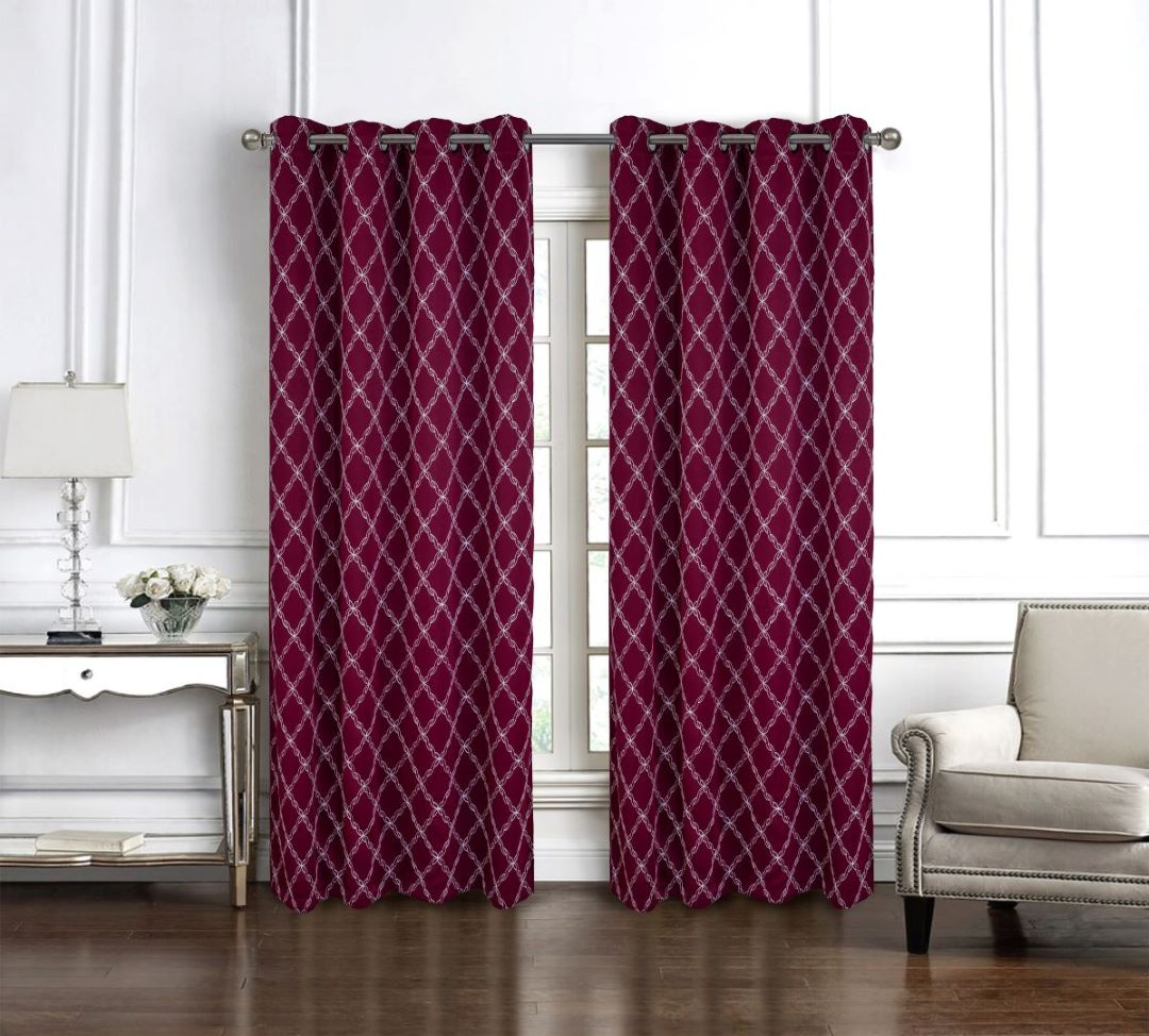 Gable 2Pk Emb Blackout Grom Panel 84" Burgundy