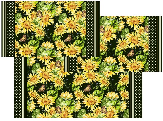 Cucina Sunflower Flutter 3PC Kitchen Rug Set