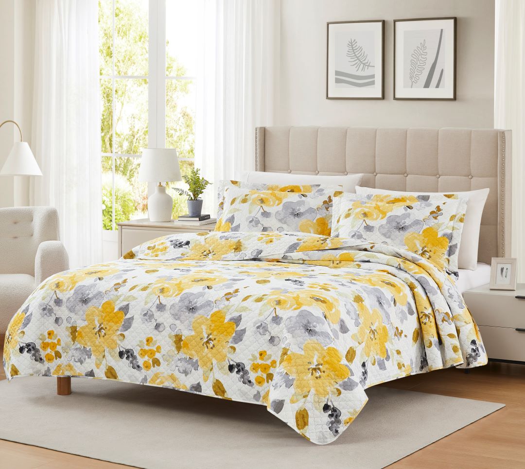 Mayfair Buttercup 3pc Pinsonic Quilt King