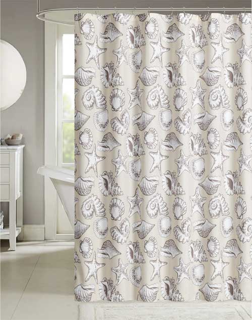 Coastal Havana Printed Shower Curtain Tan