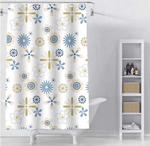 Peva Disk Print 13pc Shower Curtain Set