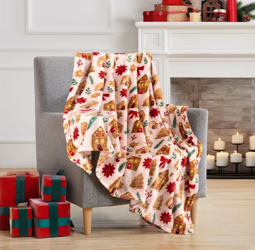Christmas Gingerbread House  50"x  60" Printed Throw