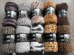 Animal Rolled Flannel Throw 50"x60" Asst