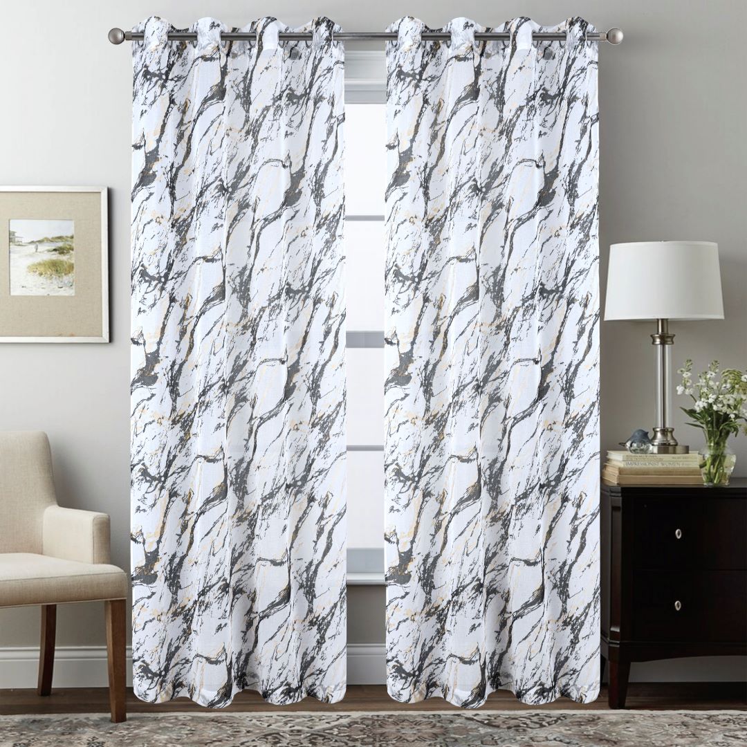 Marble 84 Grom Metallic Printed Doily Black