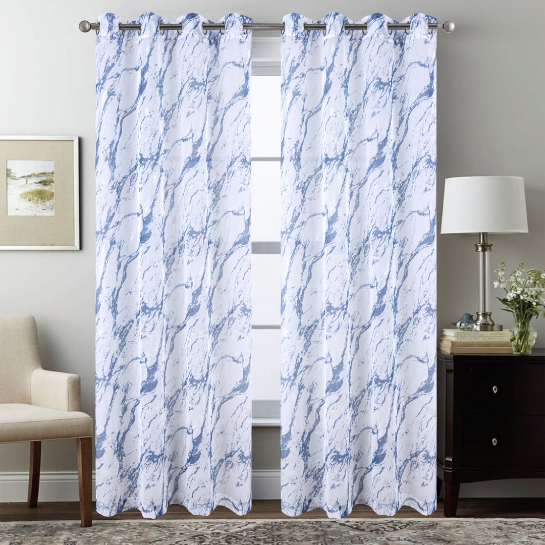 Marble 84 Grom Metallic Printed Doily Blue