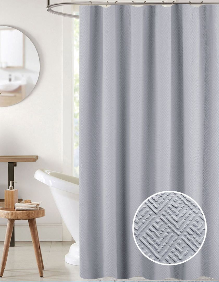 Maggie 3D Embossed Solid Shower Curtain Silver