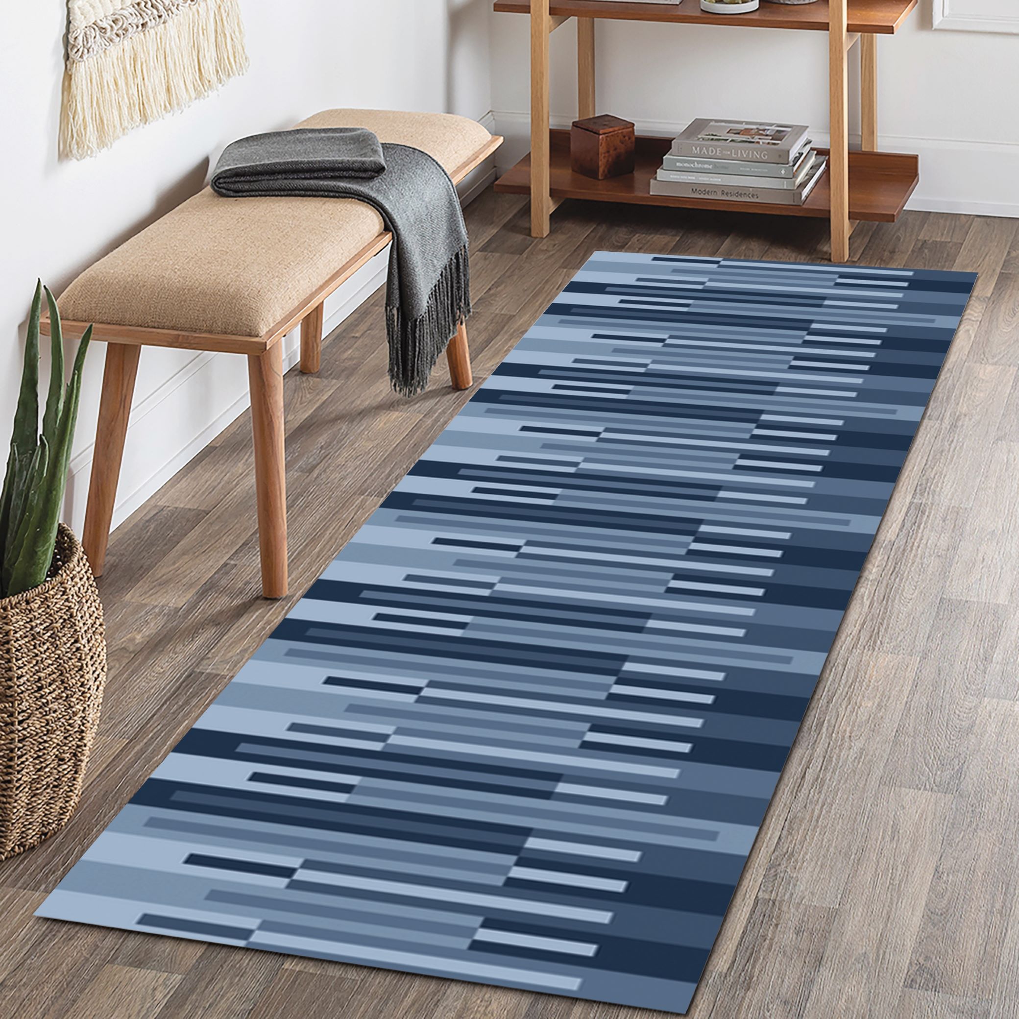 Benjamin Print Flannel Washable Runner 20"x60"