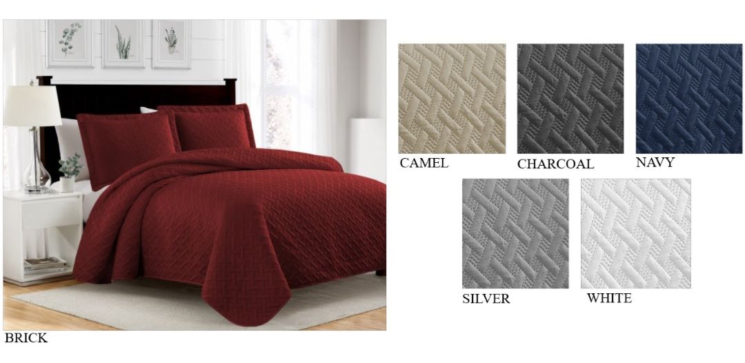Bella 3pc Pinsonic Solid Quilt Assorted Queen