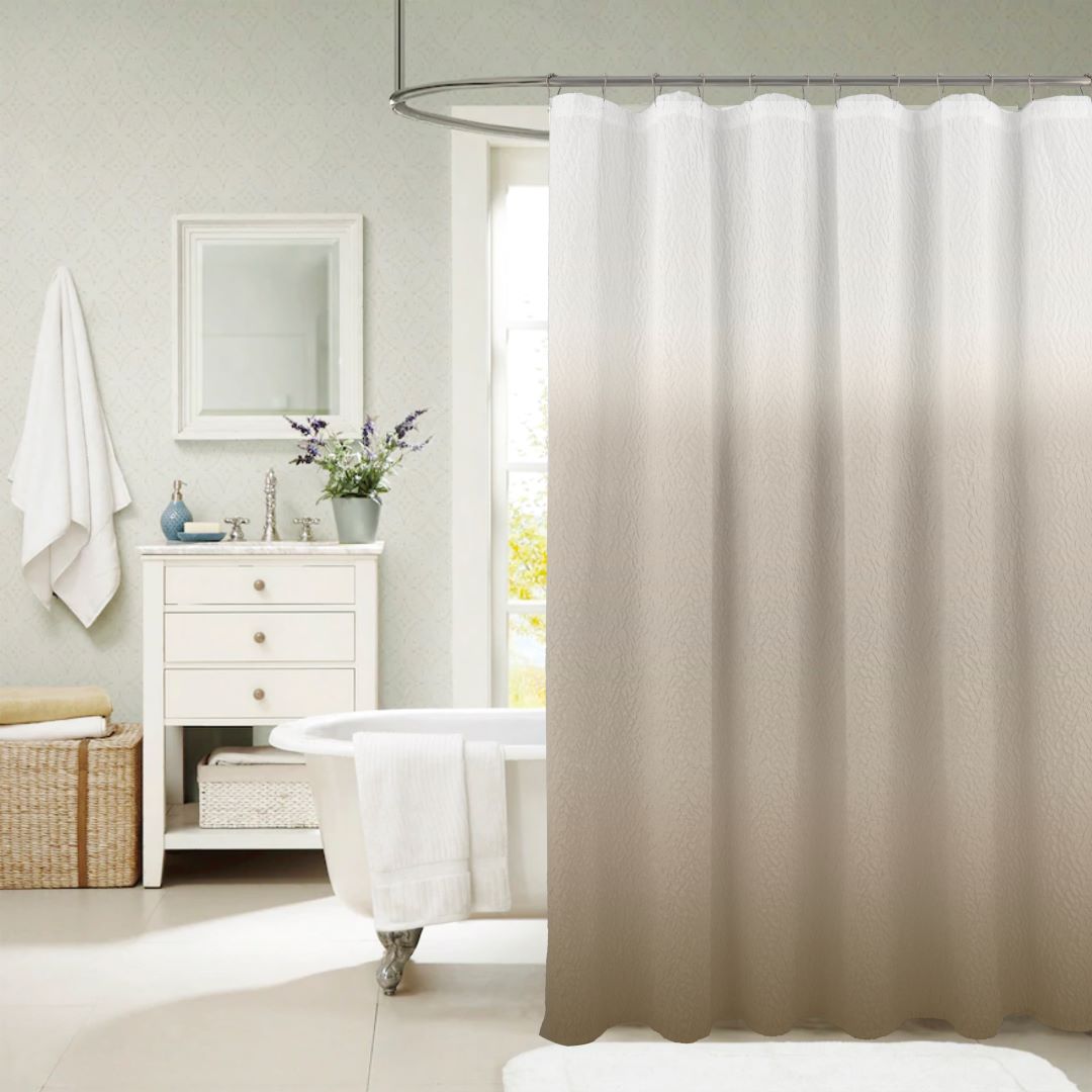 Claire 3D Embossed Printed Shower Curtain Taupe