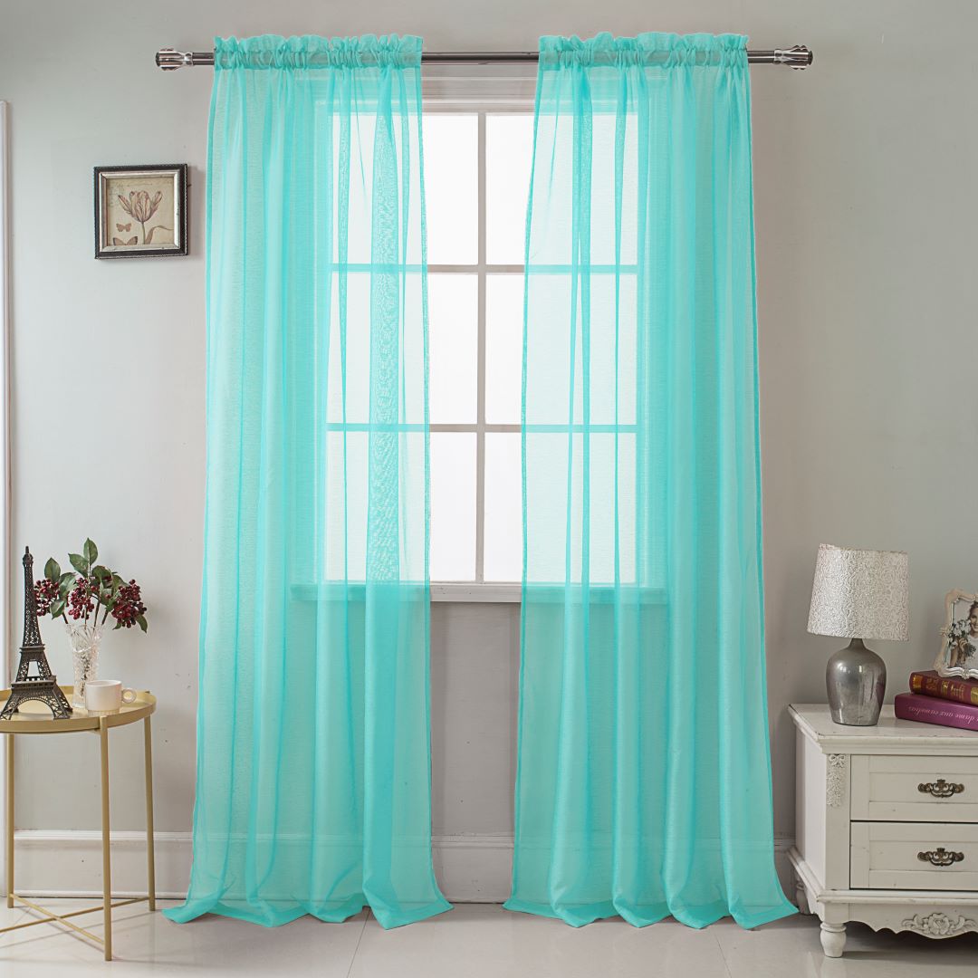 Celine Sheer Panel 90" OP  Aqua