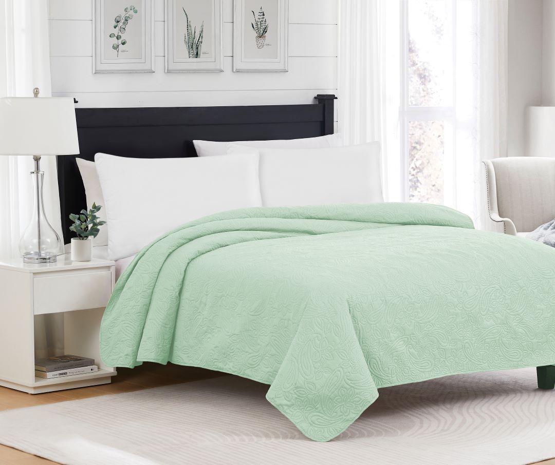 Mila 3pc Pinsonic Quilt Sage Queen